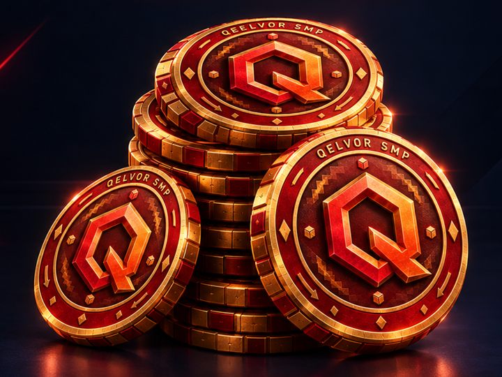 A tall stack of Qelvor SMP coins
